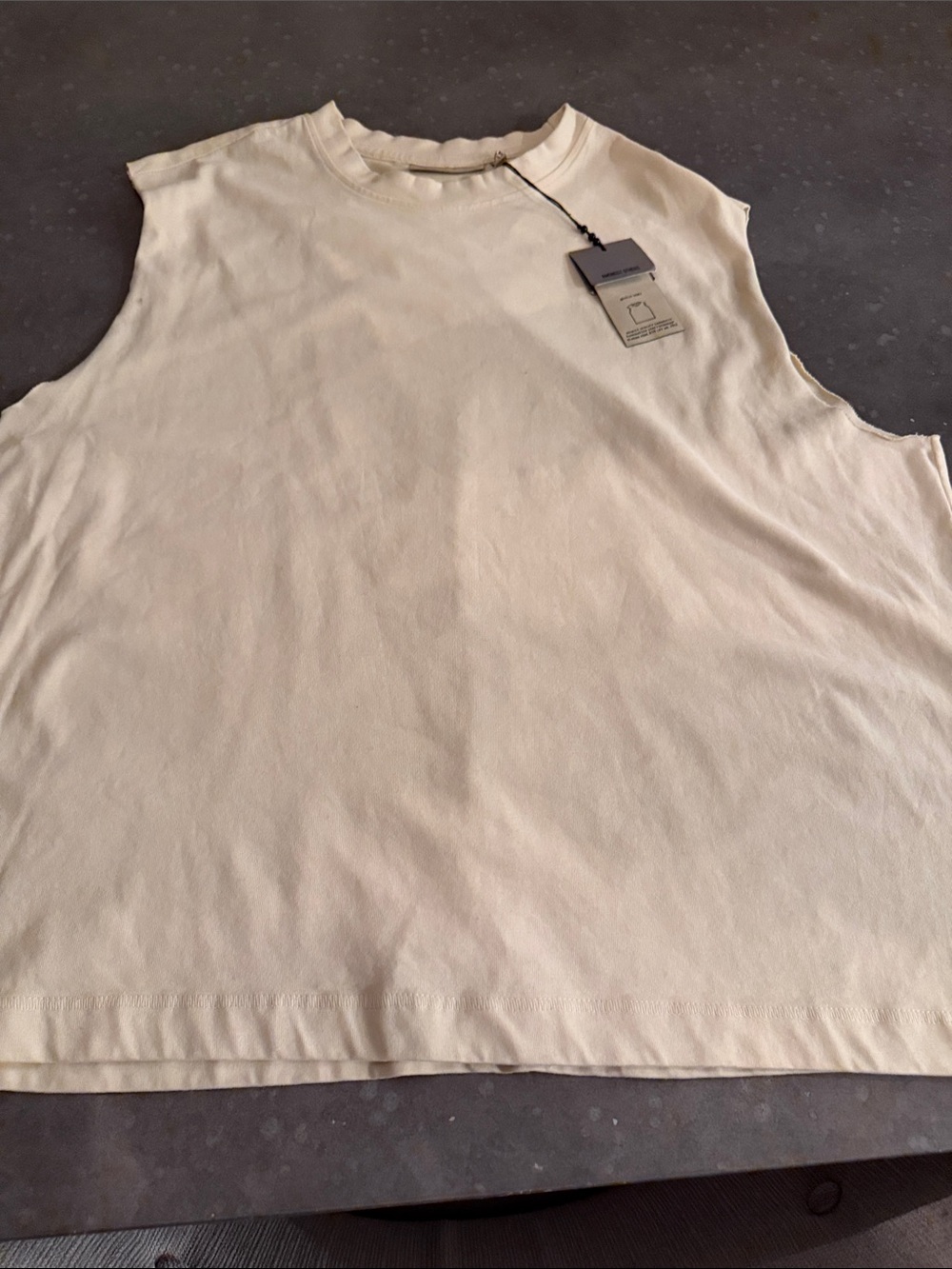 Men's Sleeveless Tank Top in Light Cream